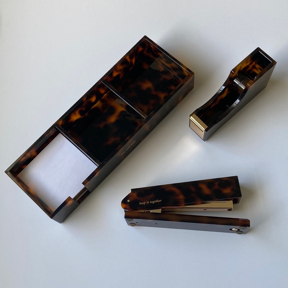 EUC kate spade acrylic tortoise shell desk accessories